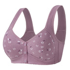 Front Button Printed Wireless Plus Size Bra